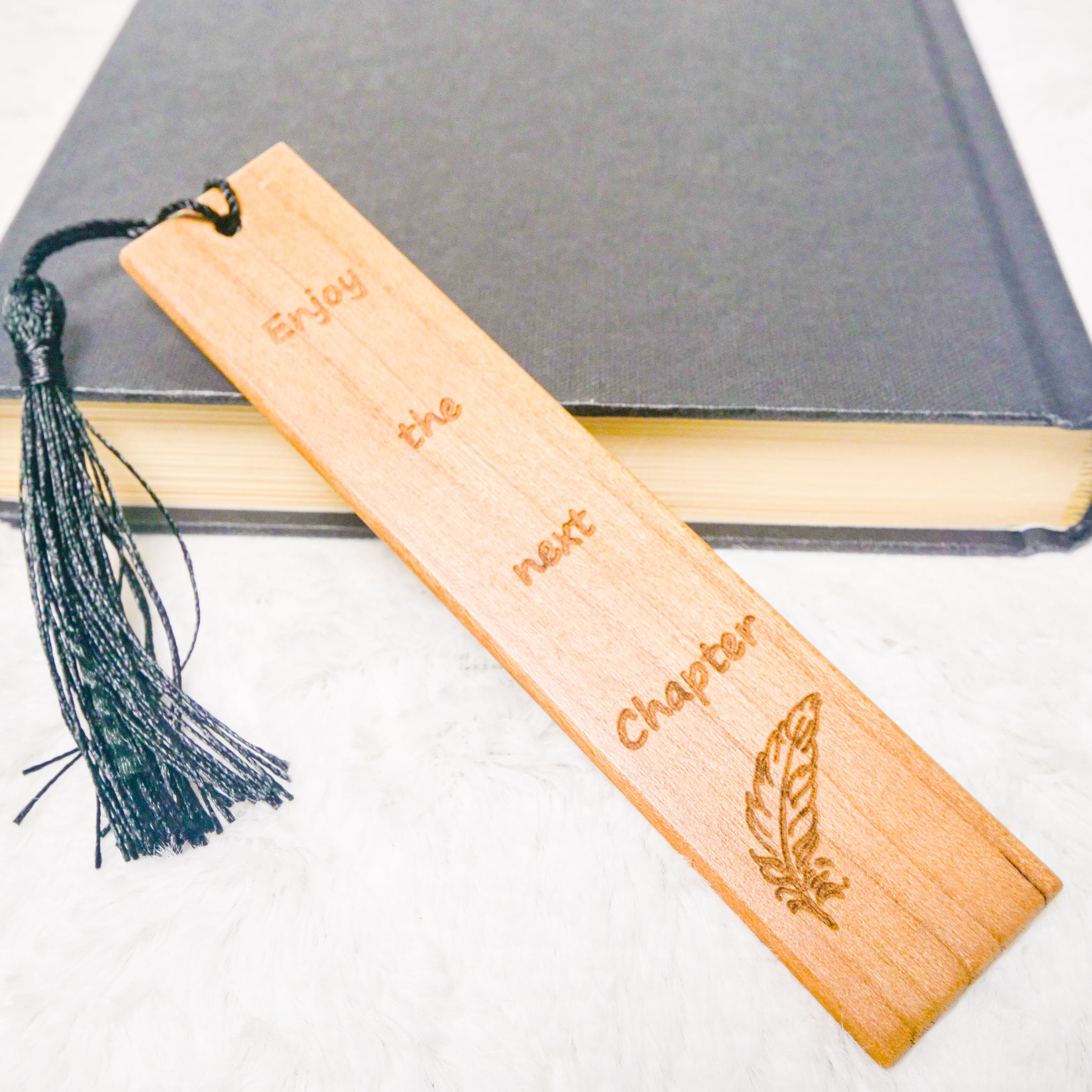 "Enjoy the Next Chapter" Wood Bookmark