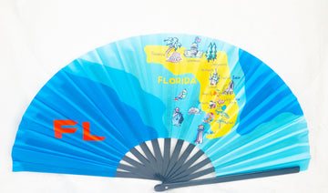 Florida Map Large Bamboo Hand Fan ( Yellow)