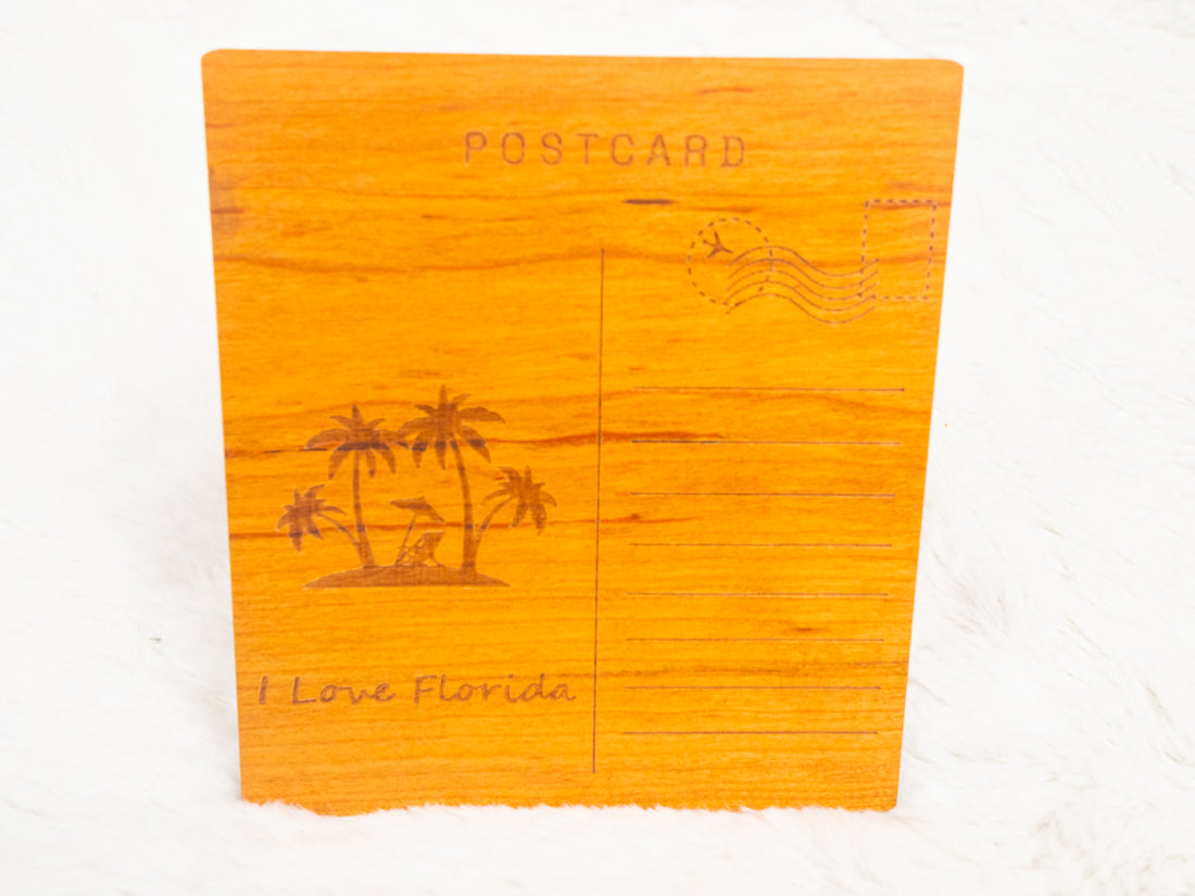 Florida Map Wooden Postcard