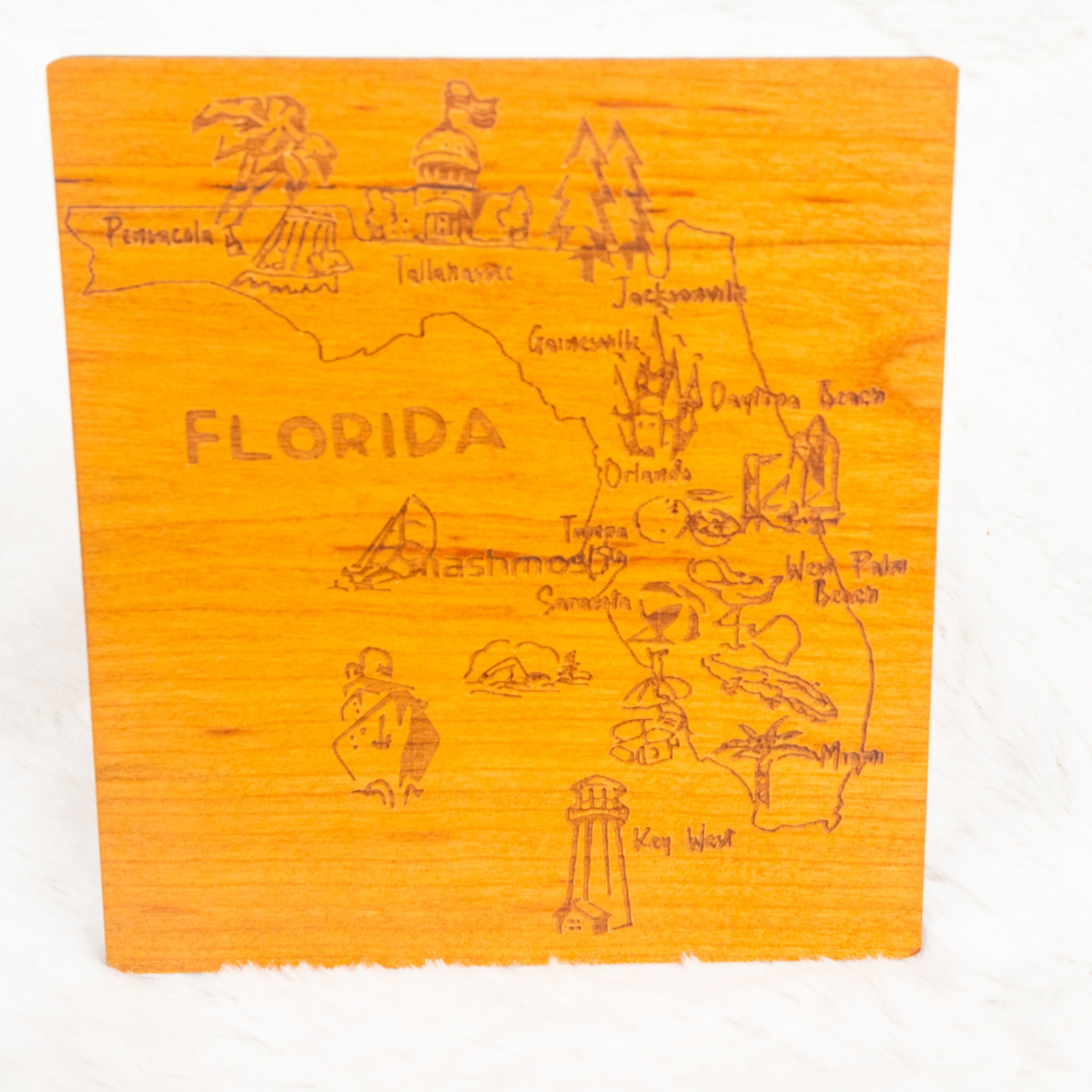 Florida Map Wooden Postcard