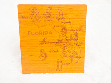 Florida Map Wooden Postcard