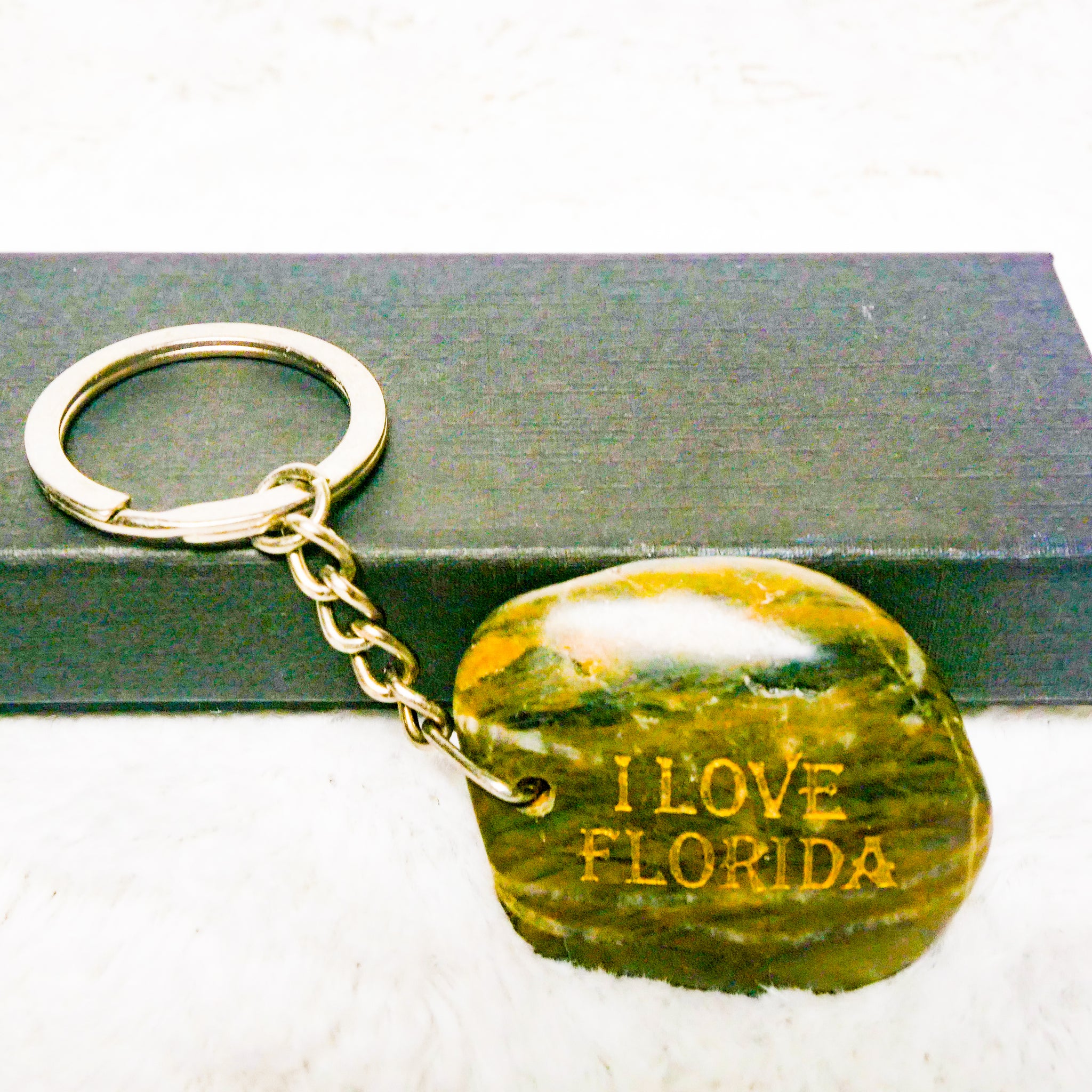 I Love Florida Stone Keychain