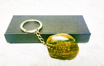 I Love Florida Stone Keychain